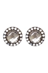 ADORNIA ROUND FACETED CLEAR QUARTZ MOONSTONE HALO EARRINGS SILVER,791109049983