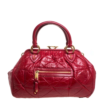 Pre-owned Marc Jacobs Red Quilted Leather Stam Satchel