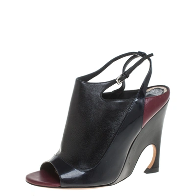 Pre-owned Dior Black/burgundy Patent Leather And Leather Sandals Size 36.5