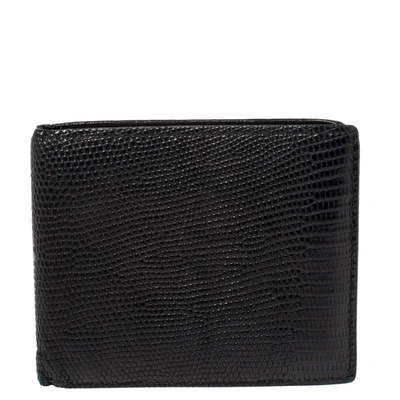 Pre-owned Bottega Veneta Midnight Blue Lizard Bifold Wallet