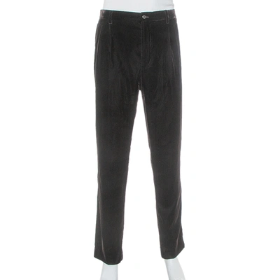 Pre-owned Giorgio Armani Brown Velvet Tapered Trousers 4xl