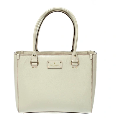 Pre-owned Kate Spade Ivory Leather Wellesley Quinn Tote In White