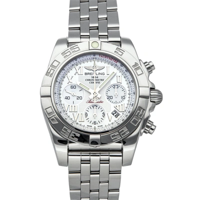 Pre-owned Breitling Silver Stainless Steel Chronomat Ab014012/a746 Men's Wristwatch 41 Mm In White