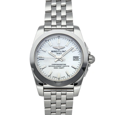Pre-owned Breitling Mop Stainless Steel Galactic W7433012/a779 Women's Wristwatch 36 Mm In White