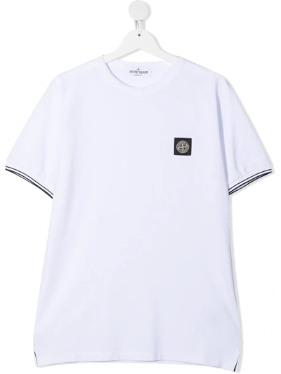 Stone Island Junior Teen Logo-patch T-shirt In White