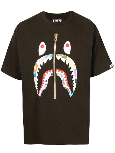 A Bathing Ape Graphic Print T-shirt In Brown