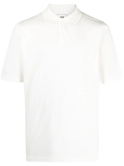 Y-3 Tonal Logo Print Polo Shirt In White