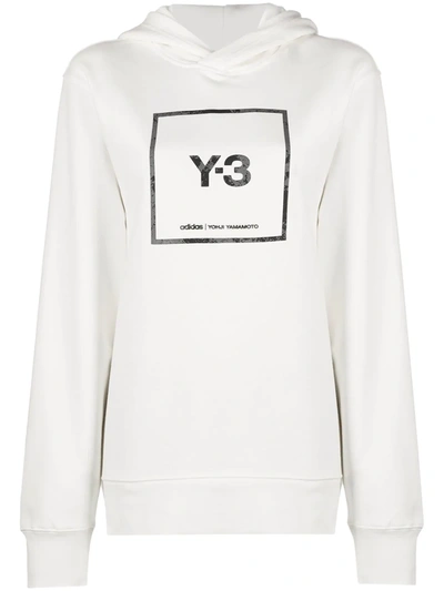 Y-3 Reflective Square Logo Hoodie In White