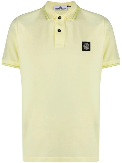 Stone Island Contrasting Details Polo Shirt In Light Yellow