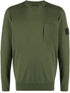 Stone Island Shadow Project Brand-patch Crewneck Cotton And Silk-blend Jumper In Green