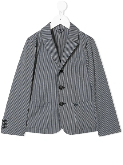 Emporio Armani Kids' Pinstripe Print Blazer In Blue