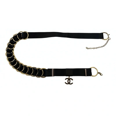 Pre-owned Chanel Silk Belt In Black