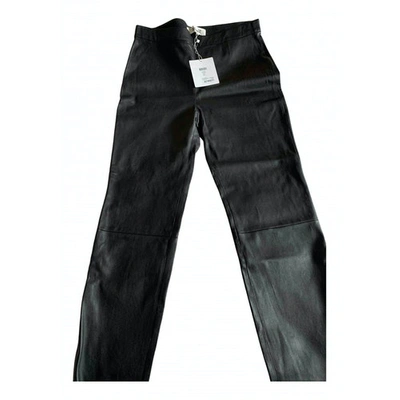 Pre-owned Diane Von Furstenberg Leather Leggings In Black