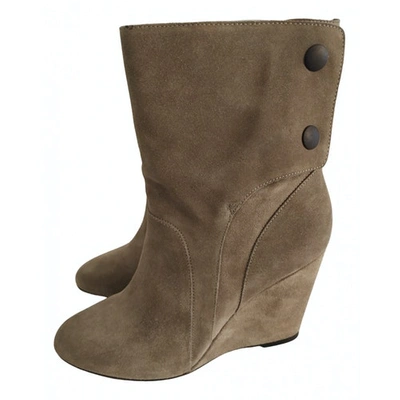 Pre-owned Tila March Ankle Boots In Beige