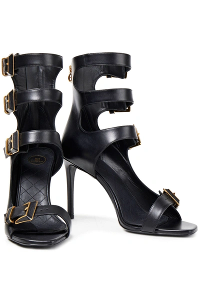 Balmain Buckled Leather Sandals In Black