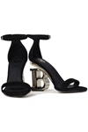 BALMAIN NAOMI LOGO-EMBELLISHED SUEDE SANDALS,3074457345625091709