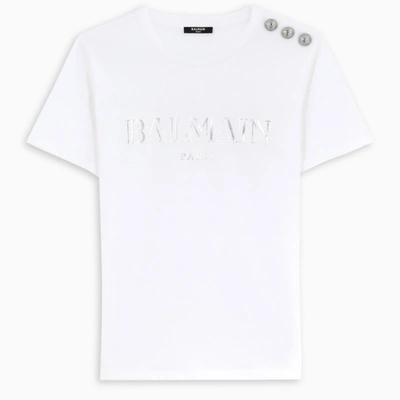 Balmain Button-embellished T-shirt In White
