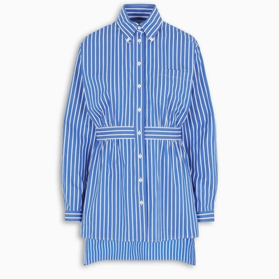 Prada Striped Belted Shirt In Multicolor