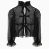 AURORE VAN MILHEM BLACK ORGANZA BLOUSE,IRISOR-G-AUVM-BL