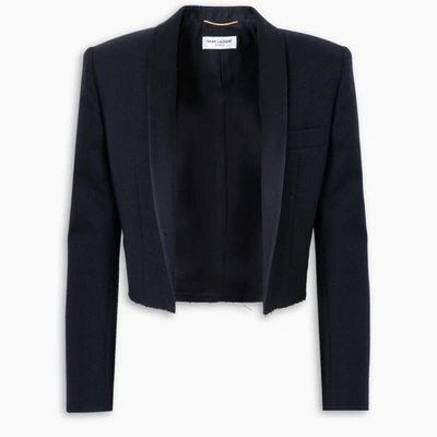 Saint Laurent Black Cropped Tuxedo Jacket