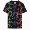 MARCELO BURLON COUNTY OF MILAN BLACK AND MULTICOLOUR S/S FACES T-SHIRT,CMAA018E20JER009-H-MARCE-1087