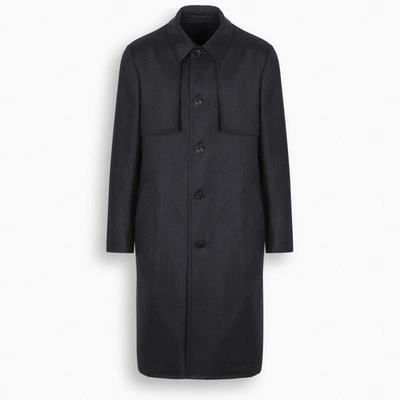 Ferragamo Single Breasted Coat In Blue