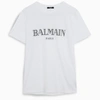 BALMAIN WHITE LOGOED T-SHIRT,UF11350I409-H-BALMA-GAB