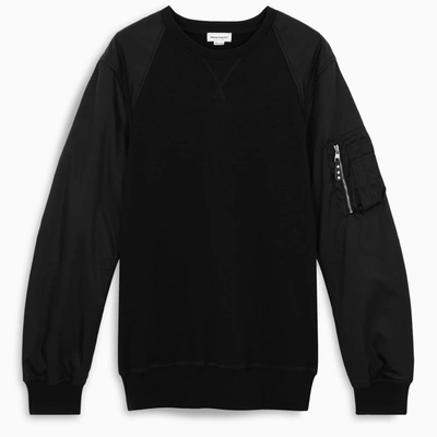 Alexander Mcqueen Sweatshirt With Nylon Inserts In Black