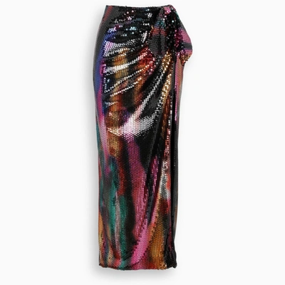 Attico Bow-detailed Sequined Satin Maxi Skirt In Multicolour