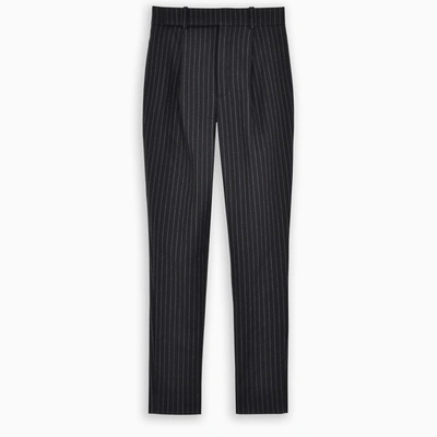 Saint Laurent Pinstripe Trousers Pinces In Grey