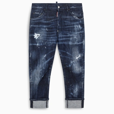 Dsquared2 Dark 2 Wash Combat Jeans In Blue