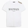 BALMAIN WHITE/BLACK METALLIC VINTAGE LOGO T-SHIRT,UF11350I367-H-BALMA-GAB