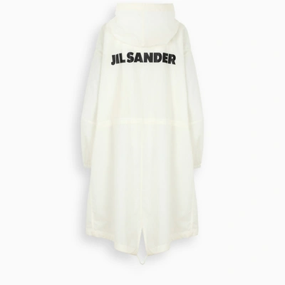 Jil Sander Cotton Windbreaker Coat W/ Back Logo In White