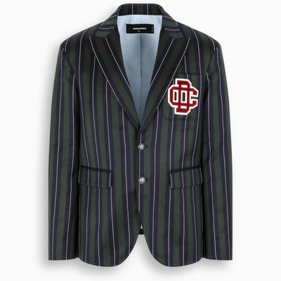 Dsquared2 Striped Single-breasted Jacket In Blue