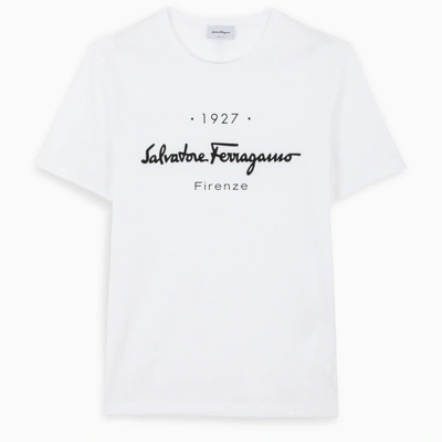 FERRAGAMO WHITE 1927 SIGNATURE T-SHIRT,0728398CO-I-FERRA-BI