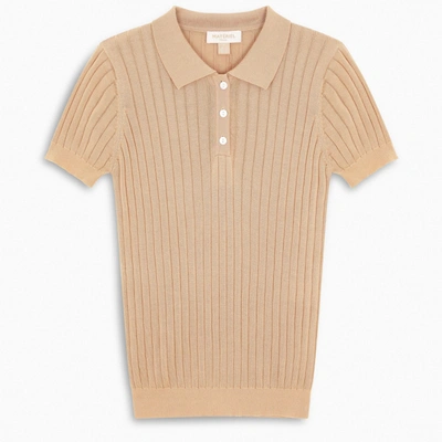 Materiel Knitted Polo Top In Beige