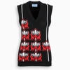 PRADA BLACK V-NECK WAISTCOAT,P299271X8P-H-PRADA-F0N98