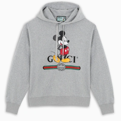 Gucci Mickey Mouse Print Hoodie In Grey