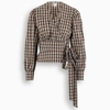 BAUM UND PFERDGARTEN CHECKED WRAP MAECI BLOUSE,21155PO-H-BAUM-C8359