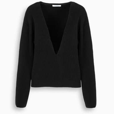 Le 17 Septembre Deep V-neck Jumper In Black