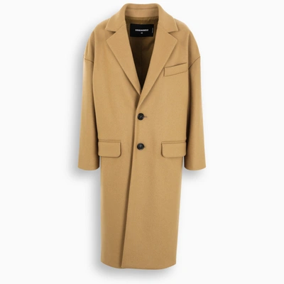 Dsquared2 Tailored Single-breasted Coat In Beige