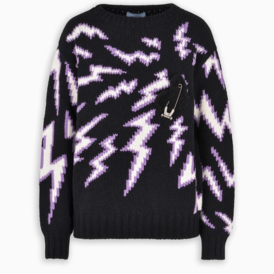 Prada Sweater With Lightning Print In Black