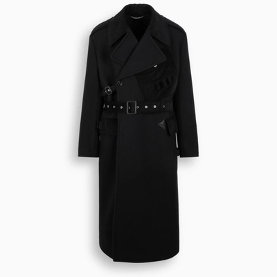 Dolce & Gabbana Multi-pockets Double-breasted Trench Coat With Raw Edge Details In Black