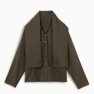 Le 17 Septembre Maxi Collar Shirt In Green