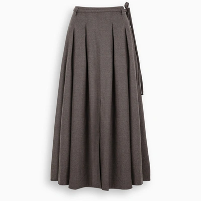 The Loom Brown Pleated Maxi Skirt