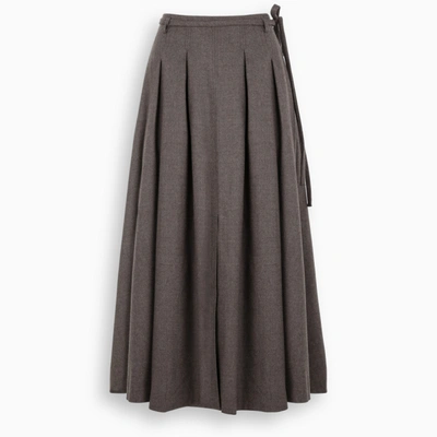 Theloom Brown Pleated Maxi Skirt