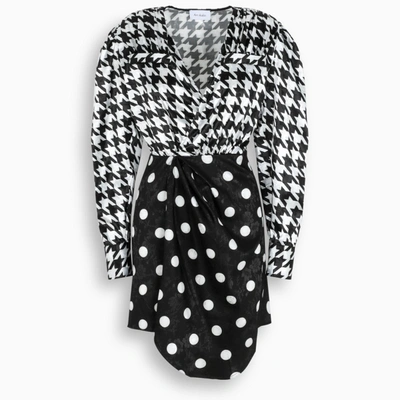 Art Dealer Short Multi-pattern Dress In Black