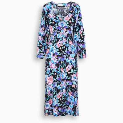 Art Dealer Flower Print Dress In Blue