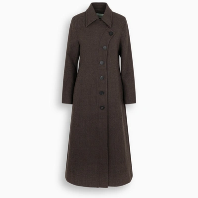 The Loom Asymmetrical Buttoning Coat In Brown