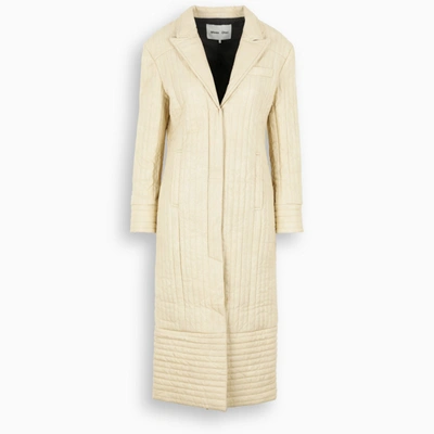 Moon Choi Beige Faux Leather Long Coat In Yellow